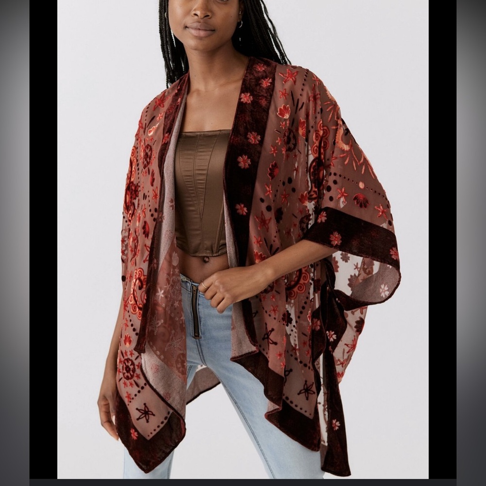 Urban Outfitters Black Velvet Burnout Side Slit Cover Up